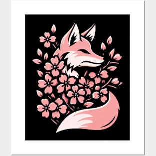 Cherry Blossom Fox Posters and Art